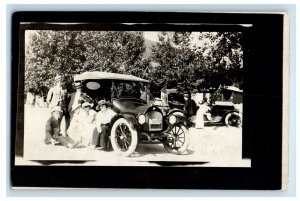 c1910's Antique Cars Men Women Sunday Drive RPPC Unposted Photo Postcard 