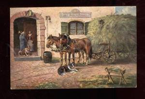 3025385 COLLIE near Pub. Sign MULLER. Vintage PC