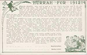 Boys World Weekly Paper Happy New Year 1912 Clear The Track Advert Postcard G53