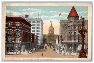 c1910 Market Street West Monument Place Indianapolis Indiana IN Vintage Postcard