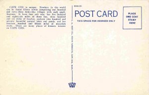 Tourists Auto Map Cape Cod Massachusetts postcard