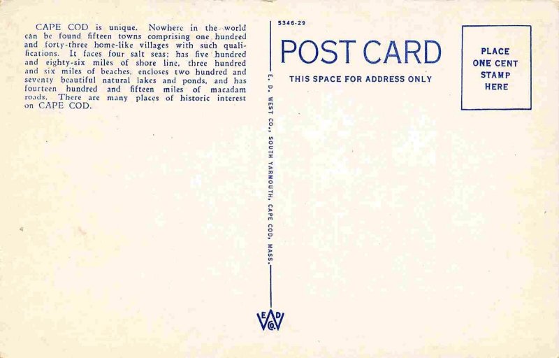 Tourists Auto Map Cape Cod Massachusetts postcard