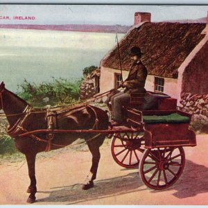 c1910s Ireland UK Jaunting Car Horse Carriage Dog Cart Pre-Auto Car Driving A205