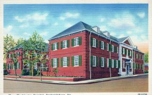 VA, Mary Washington Hospital, Fredericksburg, Virginia Linen Postcard, Teich