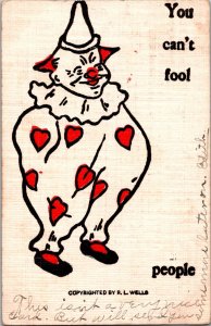 RL Wells Comic~Jester Clown~You Can't Fool People~1910 Postcard KO8