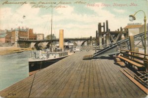 Landing stage at Newport Wales 1906 steamer passenger ship and bridge