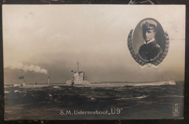 Mint Germany Real Picture Postcard RPPC SM U boat 9 WW1 Commander Weddigen