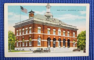 Vintage c1930's US Post Office & Courthouse Old Cars Brunswick GA Postcard