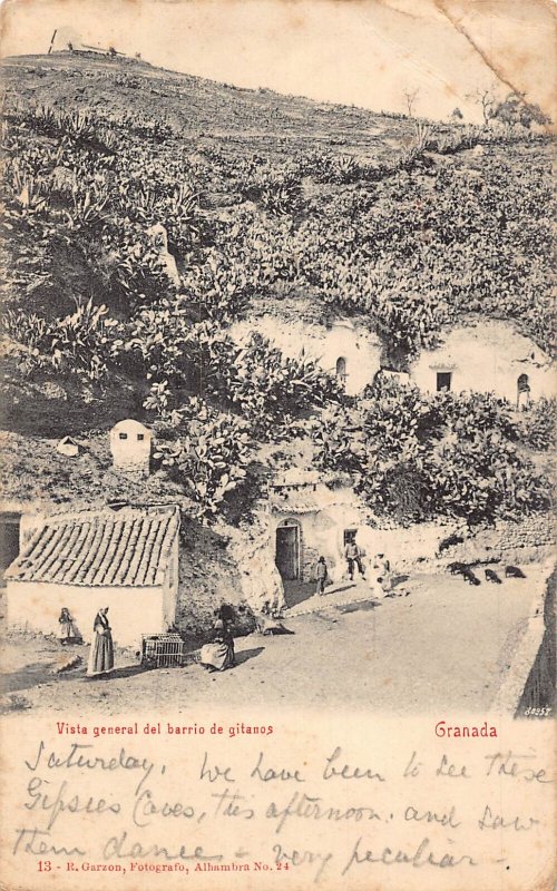 A954 Spain 1908 Granada Vista general del Barrio de gitanos vintage postcard