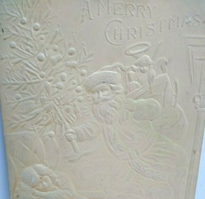 Santa Claus Raised Image Merry Christmas Postcard Original Embossed 