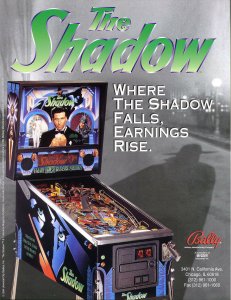 The Shadow Pinball FLYER Alec Baldwin Original 1994 Unused Promo Movie Artwork