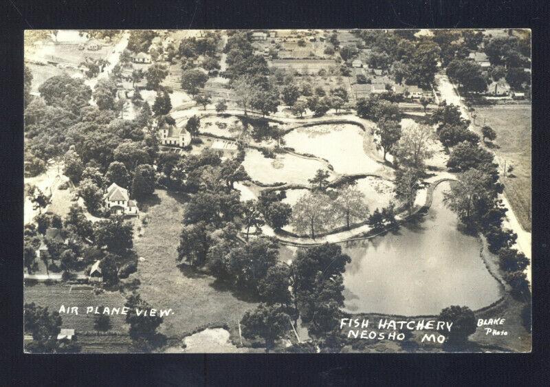 RPPC NEOSHO MISSOURI FISH HATCHERY AERIAL VIEW BLAKE MO. REAL PHOTO POSTCARD