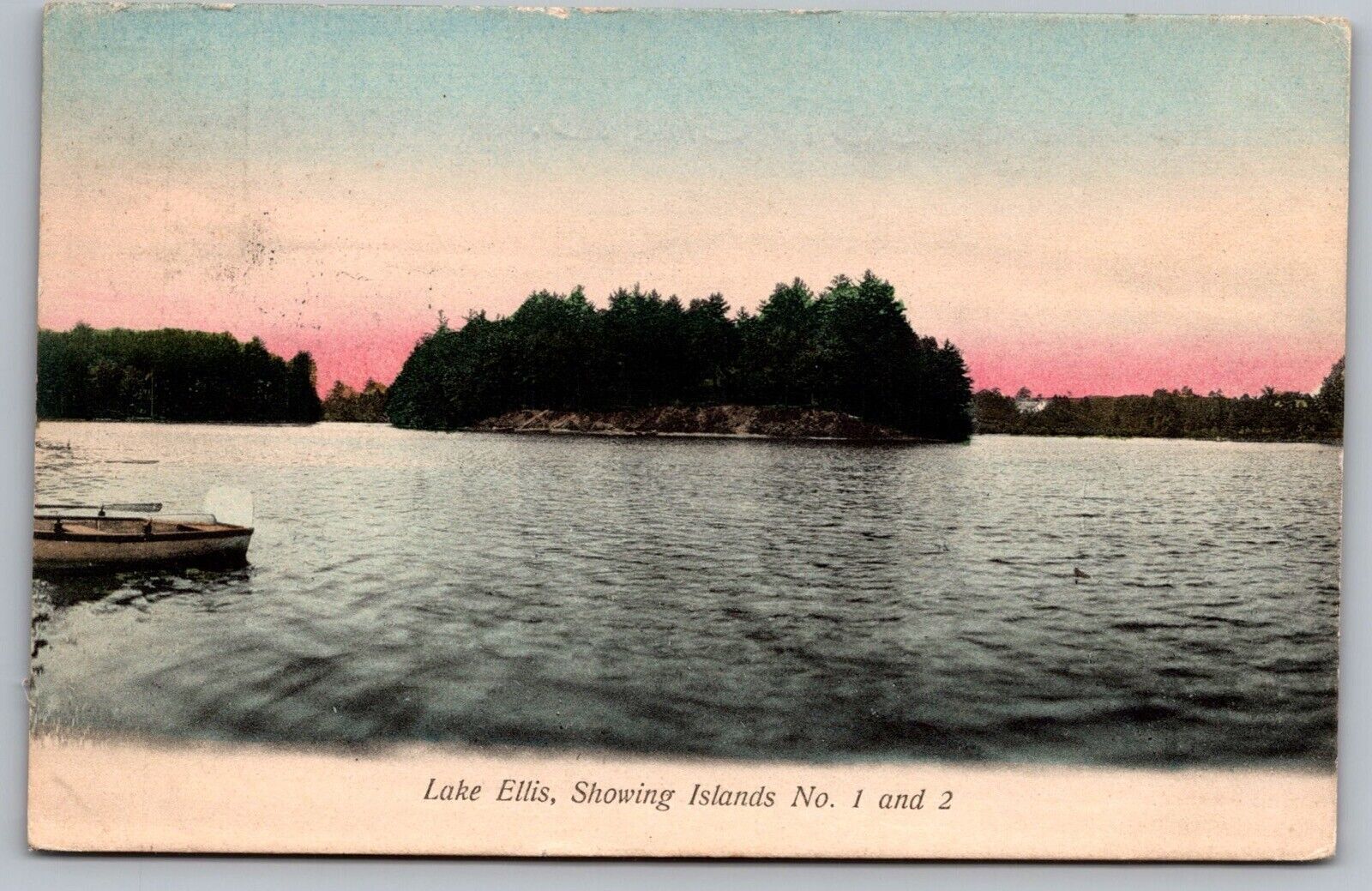 Lake Ellis Showing Islands No 1 2 Antique Postcard PM Atholimass Sta A