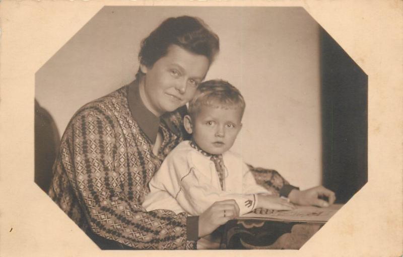 Early real photo postcards women with children x 3 pcs