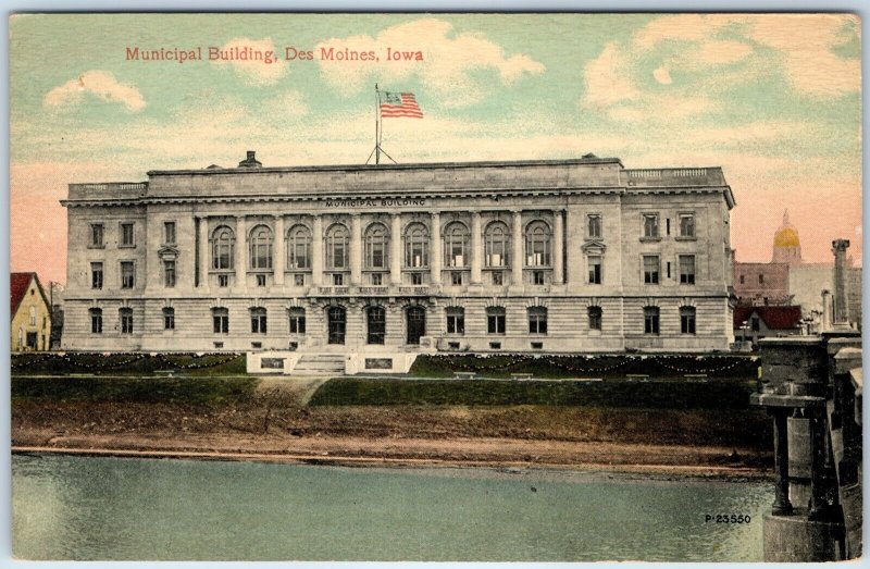 c1910s Des Moines, IA Municipal Building Government Greek Roman Capitol PC A243