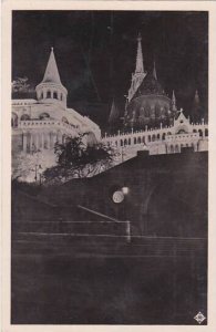 Hungary Budapest Fishermans Bastion Illuminated Real Photo