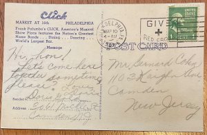 US Used Linen Post Card Philadelphia PA Click Cafe Theatre Bar Market at 16th AB