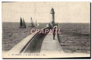 Old Postcard Croisic The pier and lighthouse