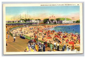 Vintage 1941 Postcard Board Walk Beach Playland Rye Beach Daytime New York