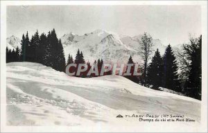 Postcard Modern Assy Passy (Haute Savoie) Ski Fields and Mont Blanc