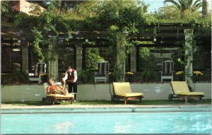 Postcard Tucson Arizona Inn on Elm Street Swimming Pool Lounge Chairs 1960s V207