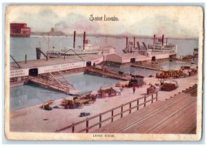1906 Steamship Landing Levee Scene Saint Louis MO Printed Matter Postcard 