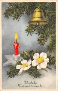 BG8329 bell candle flower  fir branch weihnachten christmas greetings germany