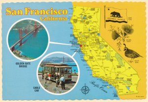 San Francisco and Map of California - Golden Gate Bridge - Cable Car
