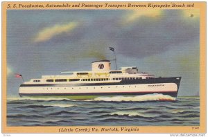 Ferry Boat SS Pocahontas Little Creek & Kiptopeke Beach Virginia 30-40s