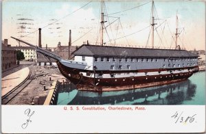 USS Constitution Charlestown Massachusetts Postcard C324