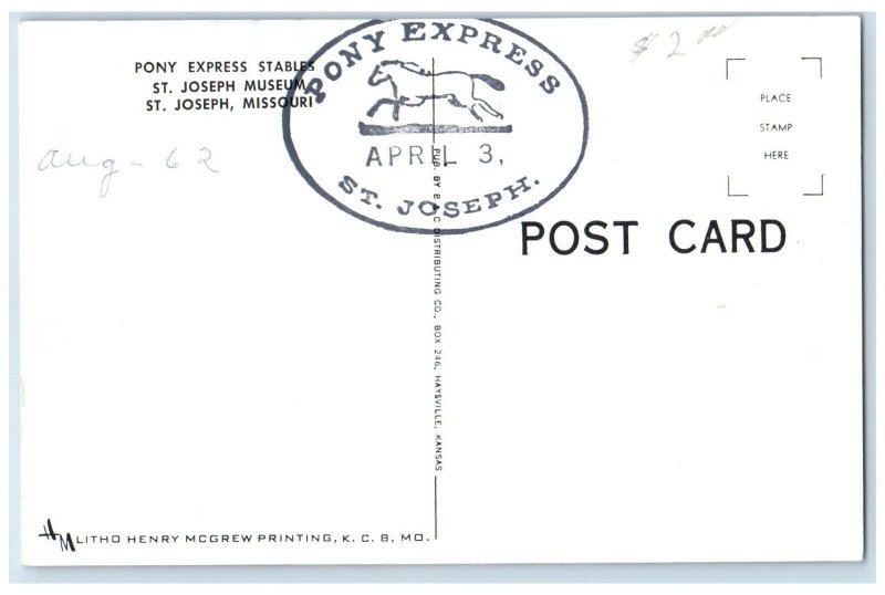 c1962 Greetings From St Joseph Pony Express Museums Multi-View Missouri Postcard
