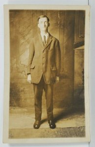 RPPC Man c1918 Fred Sickles Studio Portrait Real Photo Postcard P11