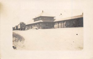 Unidentified Real Photo Railroad Station Railroad, Train Postcard
