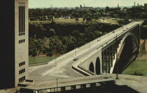 VINTAGE POSTCARD RAINBOW BRIDGE USA AND CANADA AS SEEN FROM GENERAL BROCK HOTEL