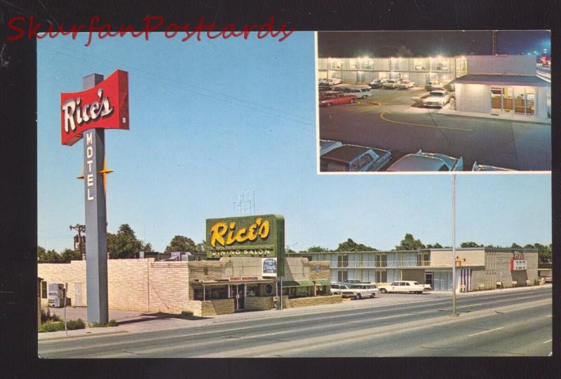 AMARILLO TEXAS ROUTE 66 RICE'S RESTAURANT 1960's CARS VINTAGE POSTCARD