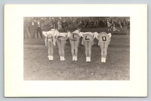 RPPC  Sporting Event With Band Members Mooning Camera Pretty Ladies   Postcard