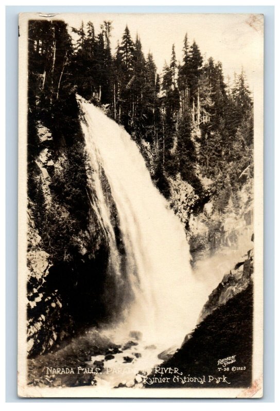 Vintage Narada Falls Paradise River Rainer Park Real Photo RPPC Postcard P141