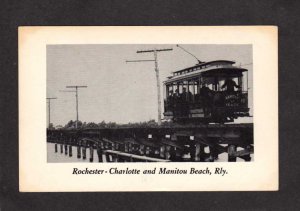 NY Rochester Charlotte Manitou Beach Trolley Car Railroad Rochester New York