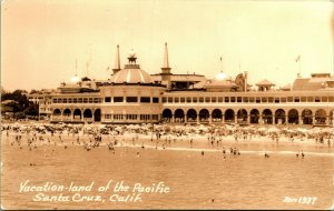 RPPC Boardwalk Beach and Pavilion Santa Cruz California CA UNP Postcard D4