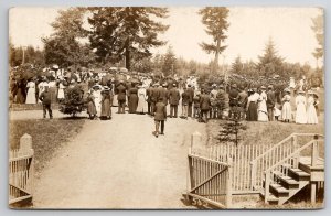 RPPC Military Band Service in Cemetery Ladies Gents Children Postcard J23