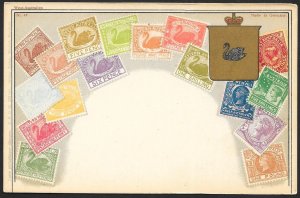 WESTERN AUSTRALIA Stamps on Postcard Swan Unused c1910s