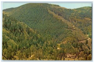 c1960 Aerial View Switchbacks Red River Pass Red River New Mexico NM Postcard