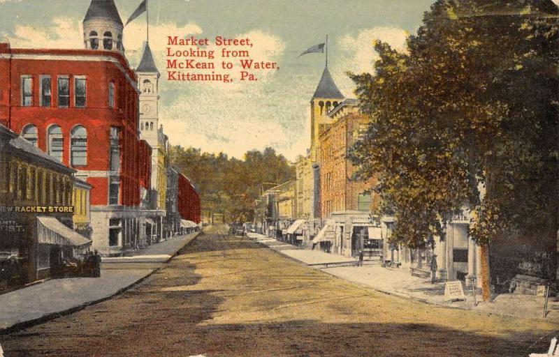 Kittanning Pennsylvania Market Street Scene Antique Postcard K107106