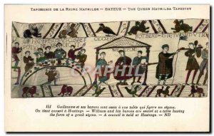 Postcard Old Bayeux Tapestry of Queen Matilda Meat cooking table attendants f...