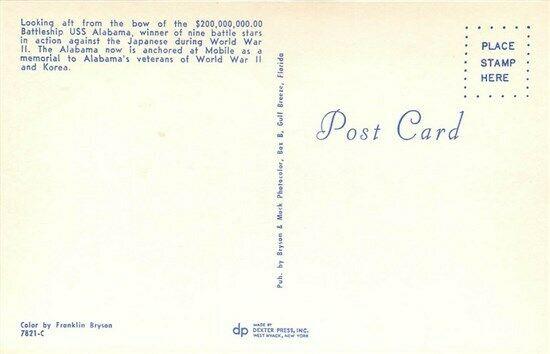 Military, USS Alabama,  Battleship, Looking, Looking aft Fom Bowl, Dexter Press