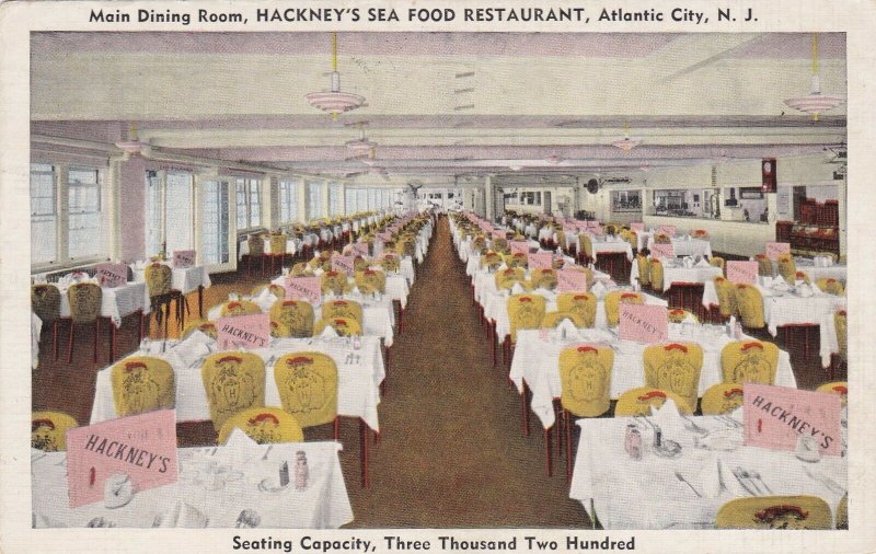 New Jersey Atlantic City Hackney's Seafood Restauarant Dining Room 1947 sk4867