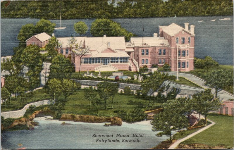 Sherwood Manor Hotel Fairylands Bermuda c1951 Linen Yankee Store Postcard F98