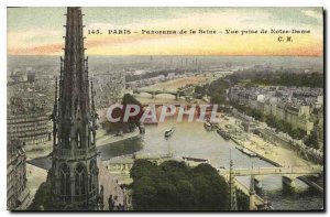 Postcard Old Paris Panorama of the Seine shooting Notre Dame