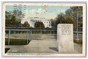 Washington DC Postcard Zero Mile Stone South White House Measuring Point c1927