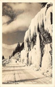 RPPC Winter Highway Scene - Clarksfork, Idaho Bonner Co. c1940s Vintage Postcard